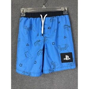 PlayStation Boys Swim Shorts Size 8 EUC Blue Black Used